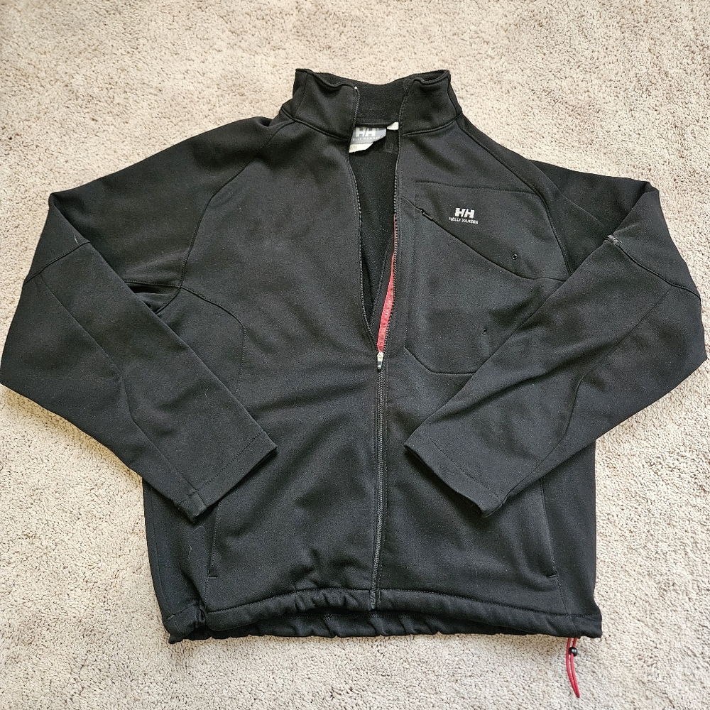 Helly Hansen Vintage Black Full Zip Jacket M Cinch Waist Fleece Lined PG 58605A
